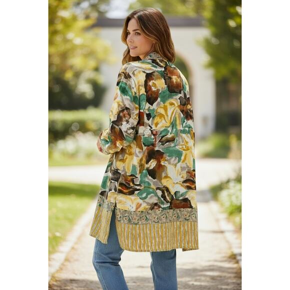 CAROLE LITTLE Vintage 80s Abstract Kimono Artsy Boho Cardigan Tunic Size 14 - Picture 3 of 15